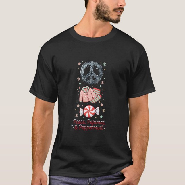 Friedens-Pyjamas-Pfefferminz-Feiertagskunst  T-Shirt (Vorderseite)