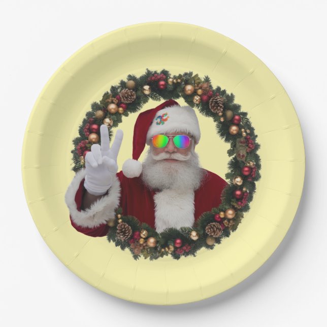 Friedens-Santa-Kranz-Teller Pappteller (Vorderseite)