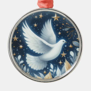Friedens Taube. Blau und Gold. Weihnachten. Ornament Aus Metall