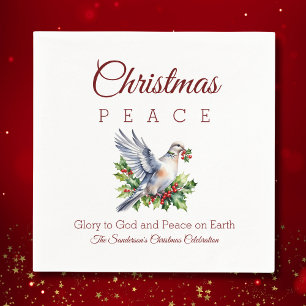 Friedens-Taube-Stechpalme-Christliches Weihnachten Serviette