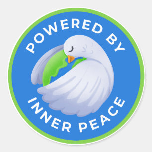 Friedens-Tauben-Aufkleber Powered by Inner Peace Runder Aufkleber