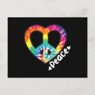 Friedens-Tie-Dye-Vintage-Herz-Hippie-Retro-Groovy Postkarte