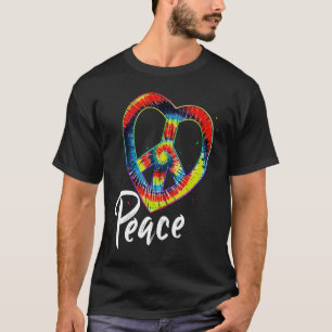Friedens-Tie-Dye-Vintage-Herz-Hippie-Retro-Groovy- T-Shirt