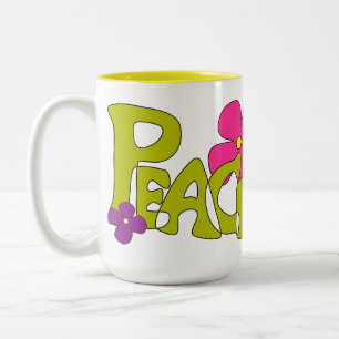 Friedens-u. Liebehippy-Tasse Zweifarbige Tasse