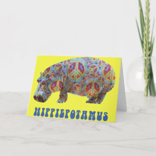 Friedens-und LiebeHippieHippy Hippopotamus-Karte Feiertagskarte