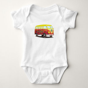 Friedens-und Liebehippy-Bus Baby Strampler