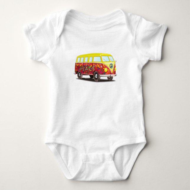 Friedens-und Liebehippy-Bus Baby Strampler (Vorderseite)