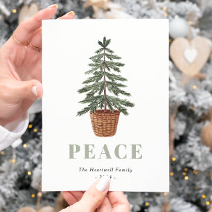 Friedens-Weihnachts-Evergreen-Baum Einfach Feiertagspostkarte