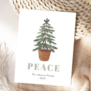Friedens-Weihnachts-Evergreen-Baum Einfach Feiertagspostkarte