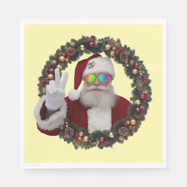 Friedens-Weihnachtsmann-Feiertagsservietten Serviette (Vorderseite)