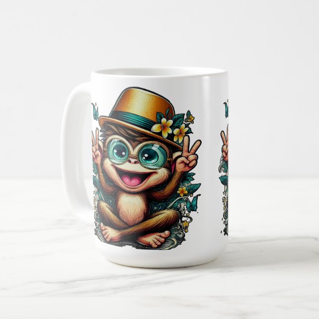 Friedensaffe Kaffeetasse (Vorderseite Links)