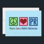 Friedensagentur Liebe Öffentlichkeitsarbeit Feiertagskarte<br><div class="desc">Peace Liebe Public Relations - Urlaubskarte für einen PR-Vertreter,  der einem Unternehmen mit seiner sozialen Präsenz hilft. Peace Liebe PR anwesend.</div>