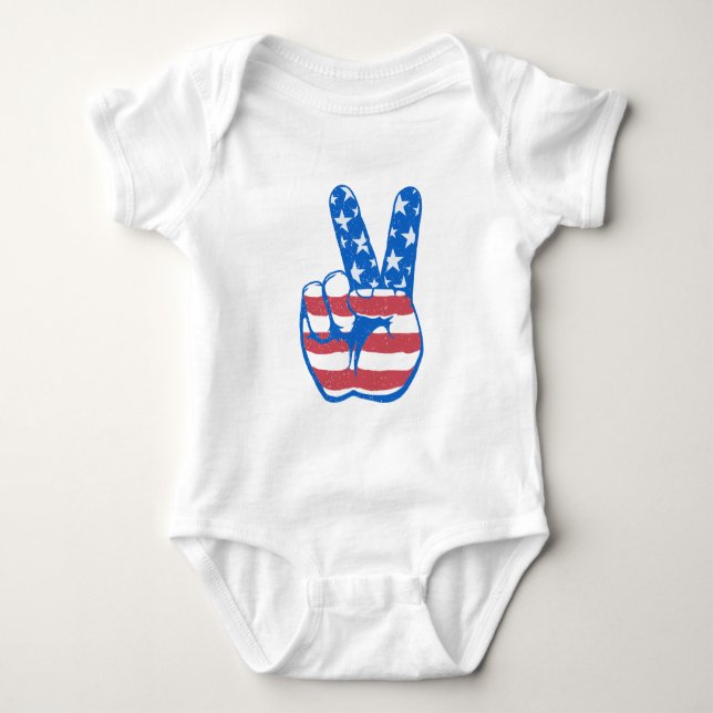 Friedensamerikanisches Flaggenmuster Baby Strampler (Vorderseite)
