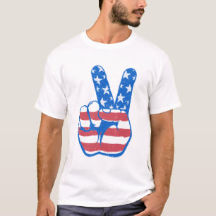 Friedensamerikanisches Flaggenmuster T-Shirt