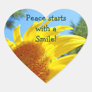 Friedensaufkleber Smile Sunny Sonnenblume Herz-Aufkleber