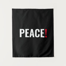 Friedensausrufezeichen Schwarz-weiß roter Kriegsge Wandteppich