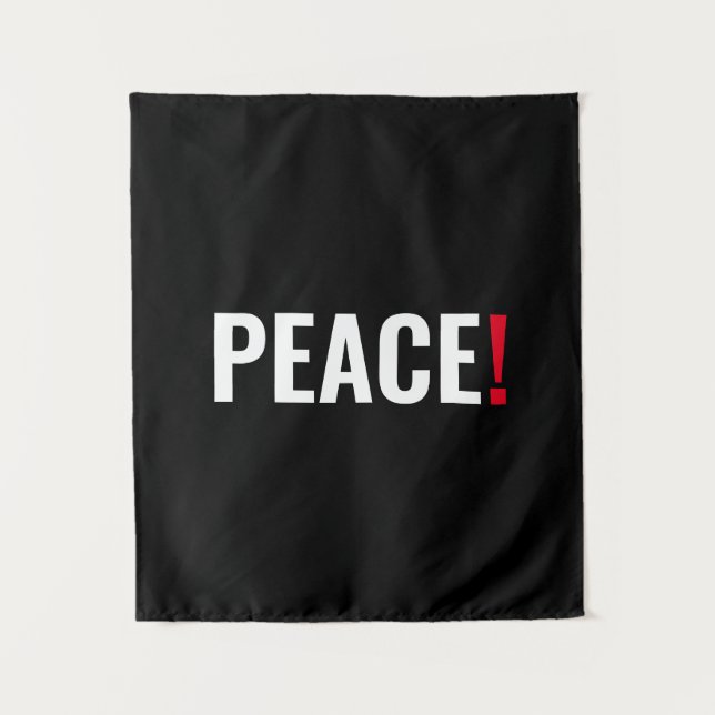 Friedensausrufezeichen Schwarz-weiß roter Kriegsge Wandteppich (Vorderseite)