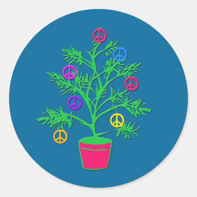 Friedensbaum mit Friedenszeichen Runder Aufkleber (Vorderseite)