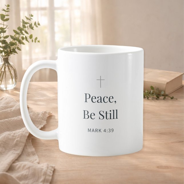 Friedensbecher Christlicher Glaube – Markus 4:39 Kaffeetasse (Von Creator hochgeladen)