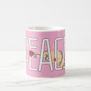 Friedensblumen-Hand Minimalistische Zitat-Kunst Kaffeetasse