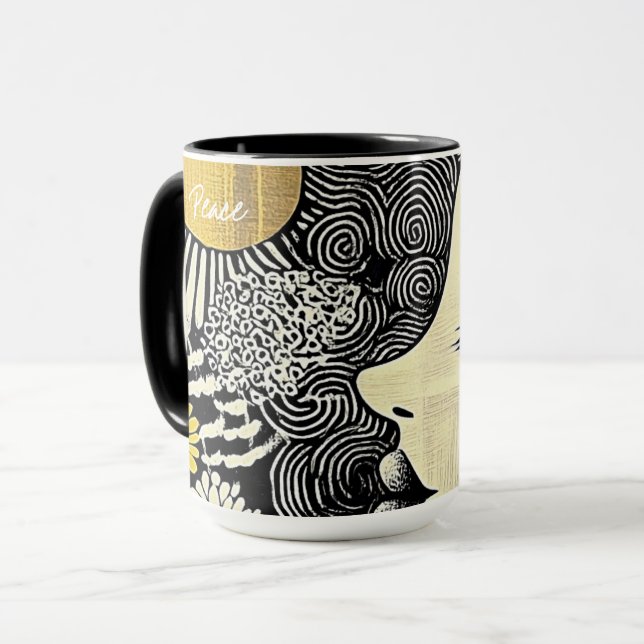 Friedensblüten-Abstrakt-Tasse Tasse (Vorderseite Links)