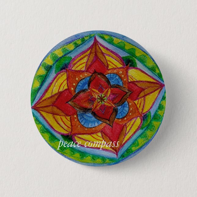 FriedensCompass Mandala Round Abzeichen Button (Vorderseite)