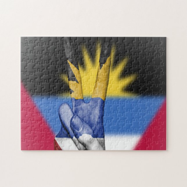 Friedensflagge von Antigua und Barbuda. Puzzle (Horizontal)