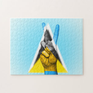 Friedensflagge von Saint Lucia. Puzzle