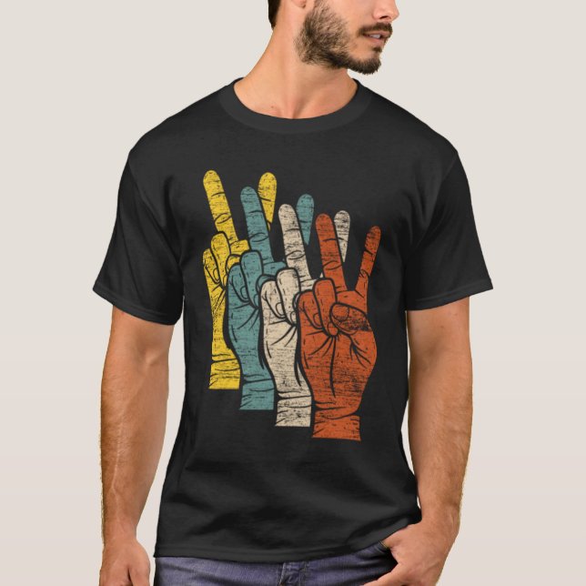 Friedensfriedenszeichen Hände T-Shirt (Vorderseite)