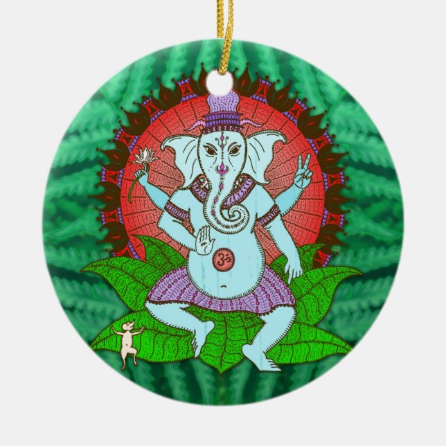 FriedensGanesh Tanzen Keramikornament (Vorne)