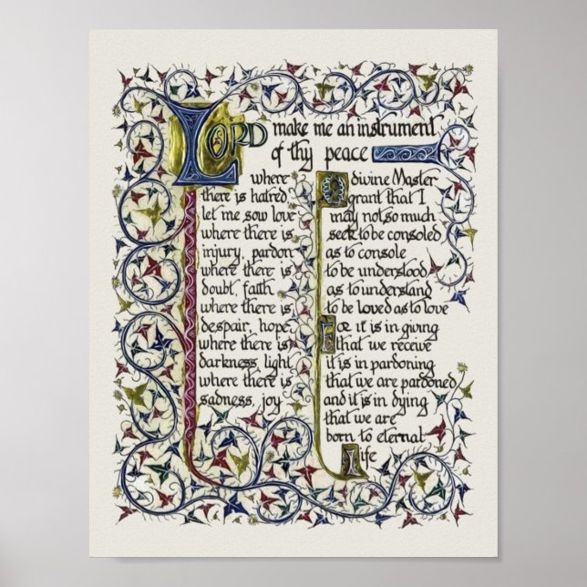 Friedensgebet des hl. Franziskus von Assisi Poster (Vorne)