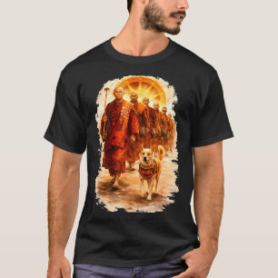 Friedensgehende Mönche und Aloka-Hund gehen für de T-Shirt