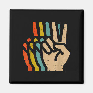Friedenshand Retro-Farben Vintage 70er Hipe Männer Magnet