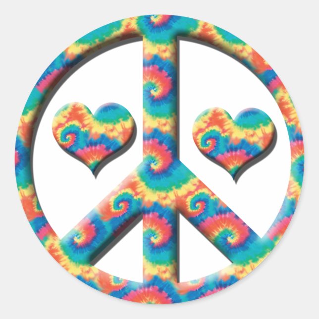 Friedensherz Runder Aufkleber (Vorderseite)