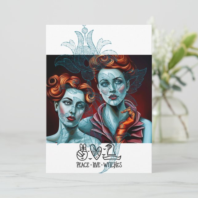 FriedensHexen für Liebe Einladung (Stehend Vorderseite)