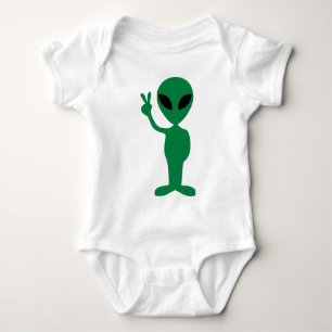 Friedenskleine grüner Mann-alien-Silhouette Baby Strampler