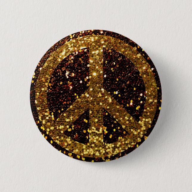 Friedensknopf mit GoldGlitzer Button (Vorderseite)