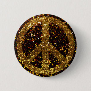 Friedensknopf mit GoldGlitzer Button
