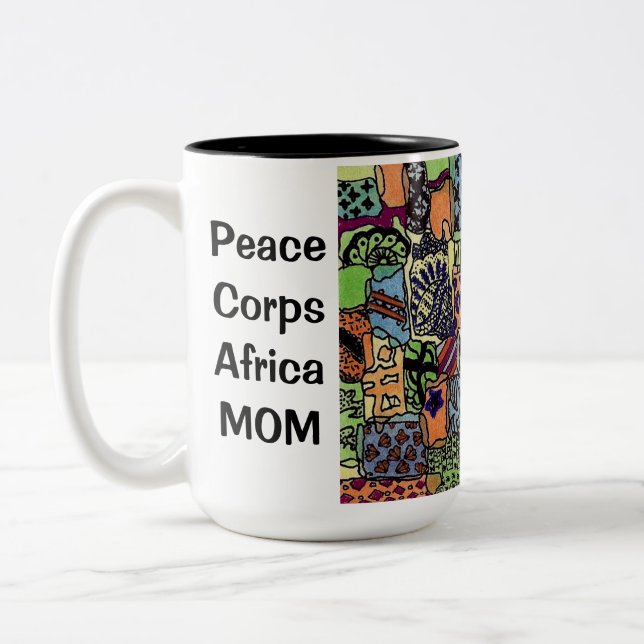 Friedenskorps-Afrika-Mama-Tasse Zweifarbige Tasse (Links)