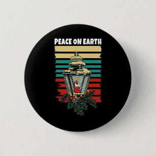 Friedenslaterne Retro Vintage Sonnenuntergang Glüc Button