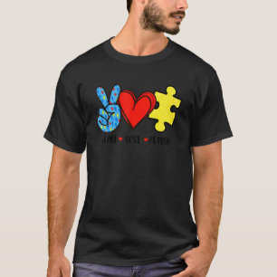 Friedensliebe Autismus Puzzle-Schleife Autismus-B T-Shirt