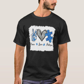 Friedensliebe Autismus Schild T-Shirt Übergröße