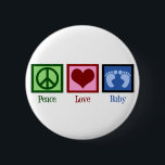 FriedensLiebe-Baby-Junge Button<br><div class="desc">Dieses entzückende FriedensLiebe-Babygeschenk ist- für eine Babydusche für einen neuen kleinen Jungen perfekt! Kennzeichnet niedliche Babyblauabdrücke.</div>