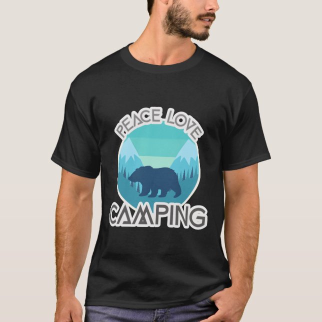 Friedensliebe Bär Camping Mädchen T-Shirt (Vorderseite)