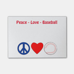 FriedensLiebe-Baseball-Notiz-Anmerkungen Post-it Klebezettel