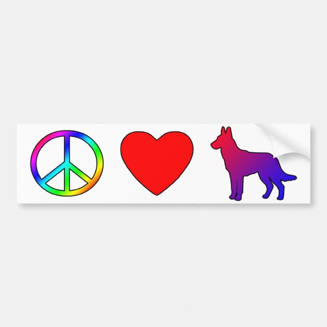 FriedensLiebe-Belgier Malinois Autoaufkleber (Vorne)