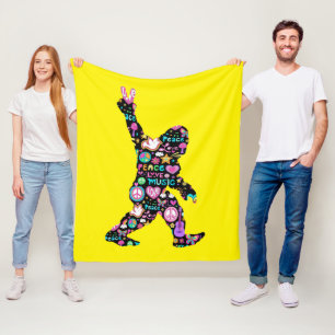 Friedensliebe Bigfoot Hippie Lustiger Bigfoot-Fan Fleecedecke