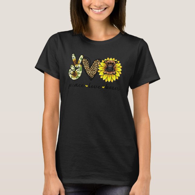 Friedensliebe Boxerhund Sonnenblume T-Shirt (Vorderseite)