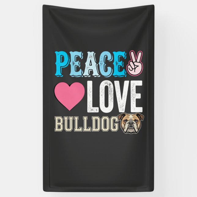 Friedensliebe Bulldogge Vektor Banner (Vertikal)
