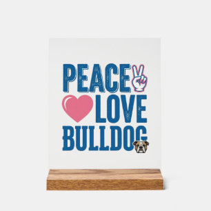 Friedensliebe Bulldogge Vintage Hundeshirt Design Acrylschild